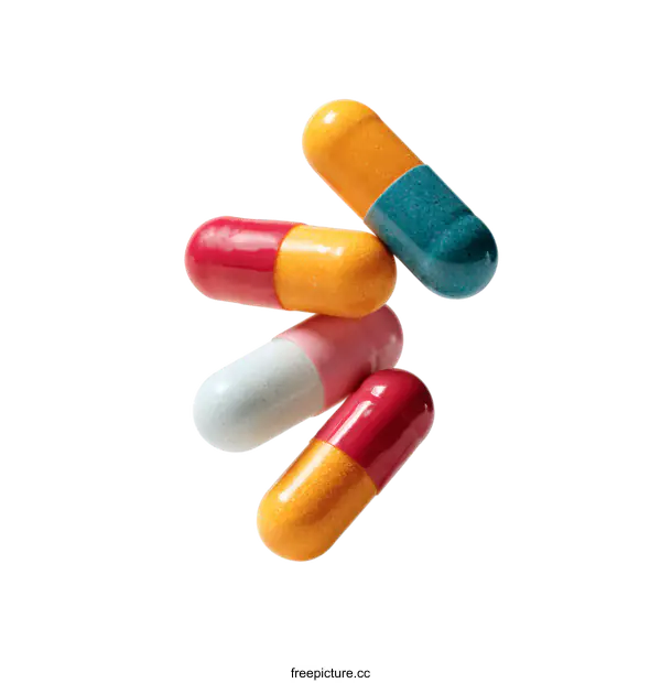 [Transparent Background PNG]Colorful Medical Capsules in Levitation