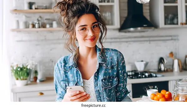 Young Woman in a Stylish Kitchen Setting