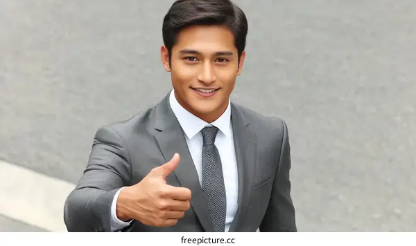 Successful Businessman Giving Thumbs Up