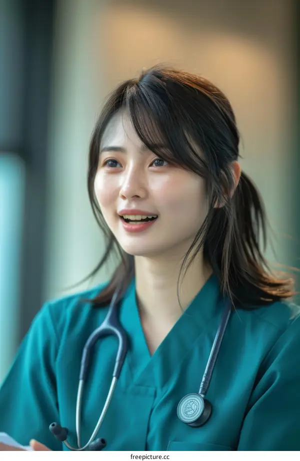 Portrait of a young Asian female doctor smiling