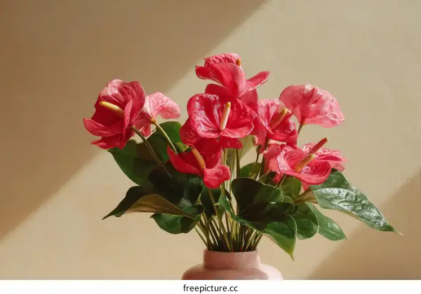 Beautiful Pink Anthurium Flowers in Vase