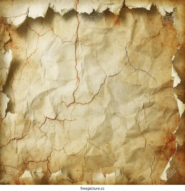 old paper with cracks and torn edges