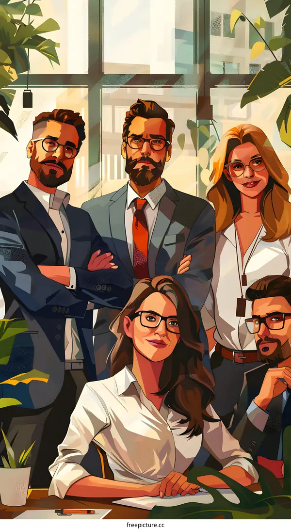 group of business people in suits and formal wear