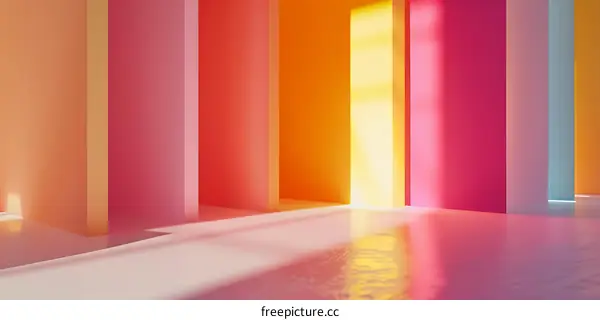 Abstract Minimalist Background With Colorful Panels And Sunlight