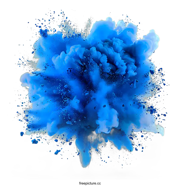 [Transparent Background PNG]Blue Ink Explosion on White Background