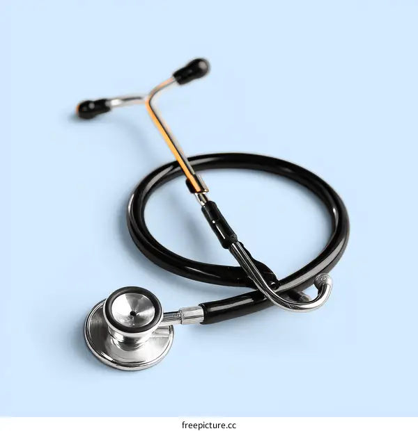 Medical Stethoscope on a Light Blue Background