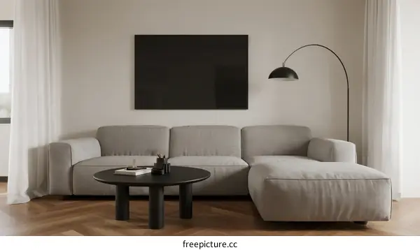Modern Living Room with Sectional Sofa and Wall-mounted TV