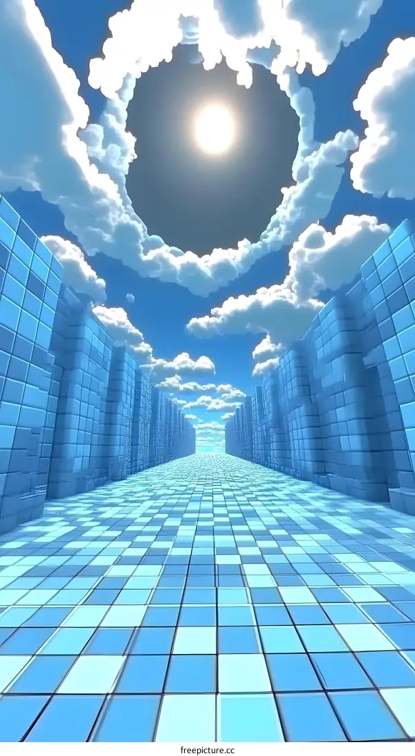 Blue Sky Digital Art Abstract Building