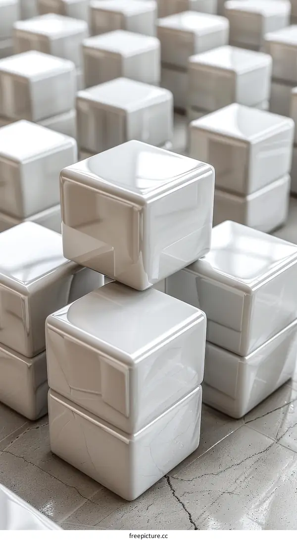 Cubes stacked on top of each other with a blurred background
