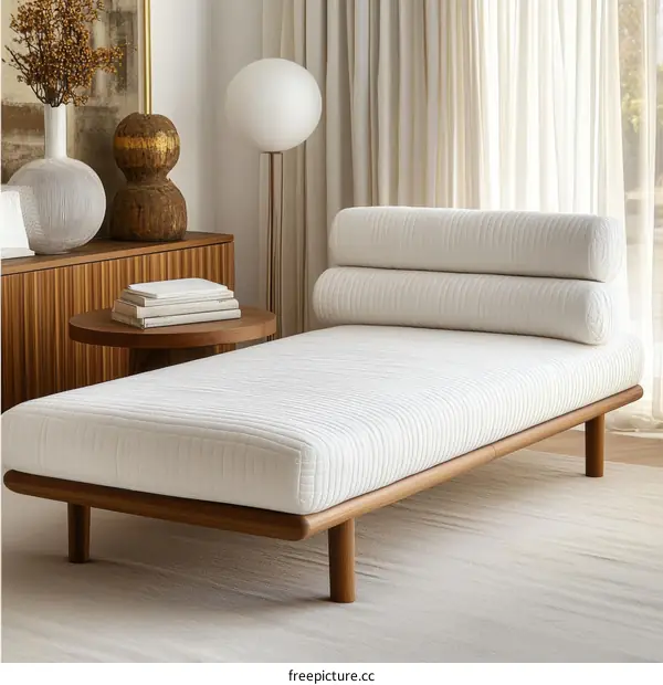 Modern Wooden Daybed with Quilted Upholstery