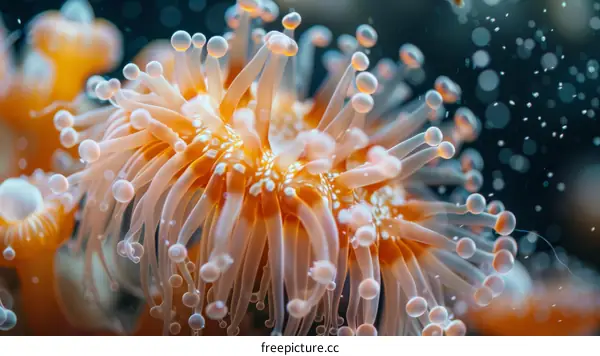 Close-Up of Vibrant Orange and White Sea Anemone