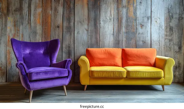 Colorful Upholstered Furniture in a Rustic Setting