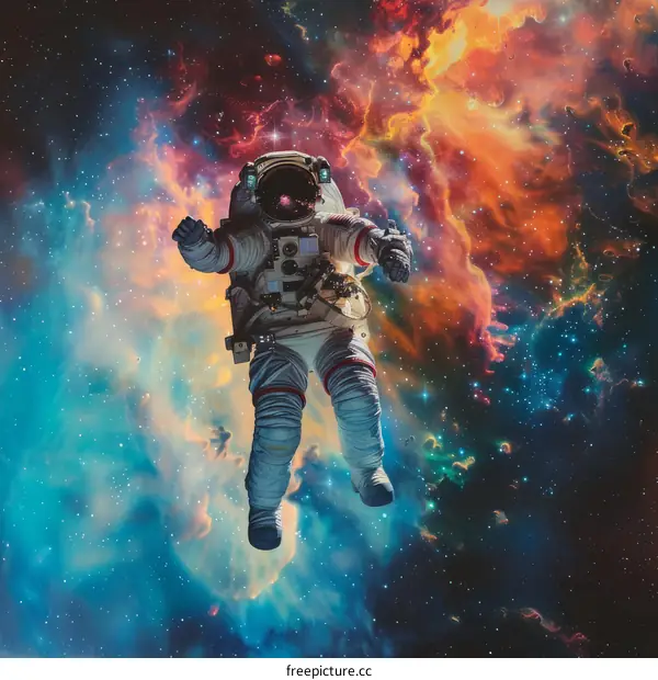Astronaut in Colorful Nebula