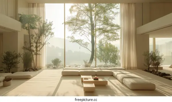 A Peaceful Living Room with a View of Nature