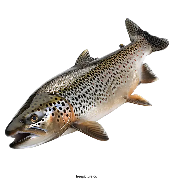 [Transparent Background PNG]Brown trout isolated on white background