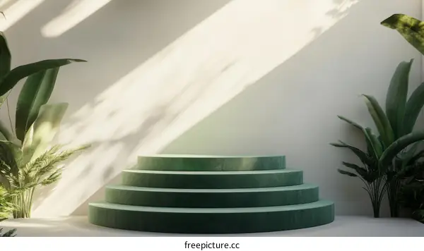 Modern Green Staircase Display Background