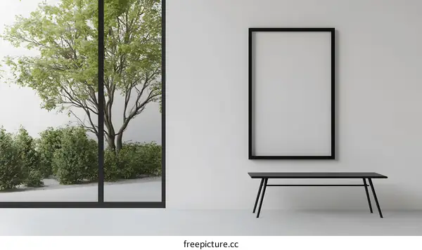Minimalist Interior Design with Black Frame and Window View