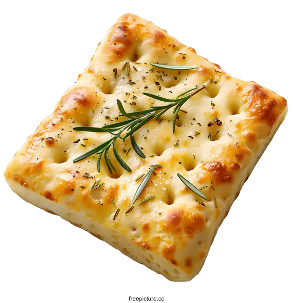 [Transparent Background PNG]Freshly Baked Focaccia Bread with Rosemary