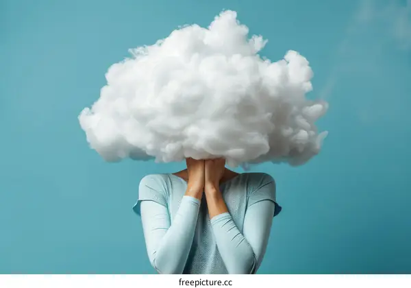 woman with cloud head
