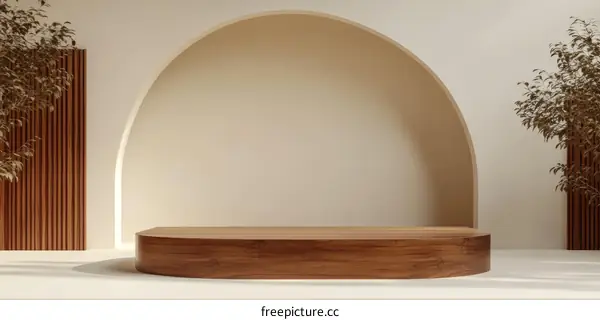 Minimalist Wooden Podium Display with Archway