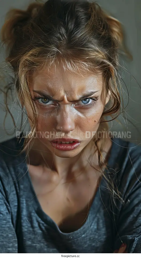 Close Up Portrait of an Angry Woman