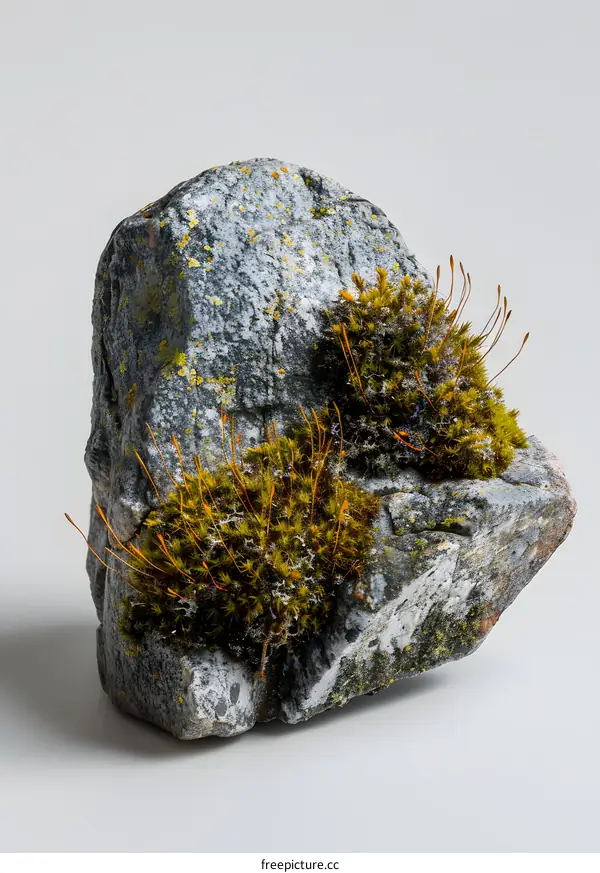 Close Up of Moss Growing on a Gray Stone