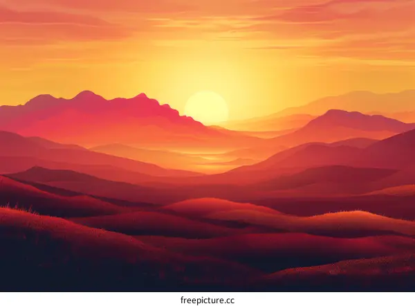 Sunset Over The Mountains
