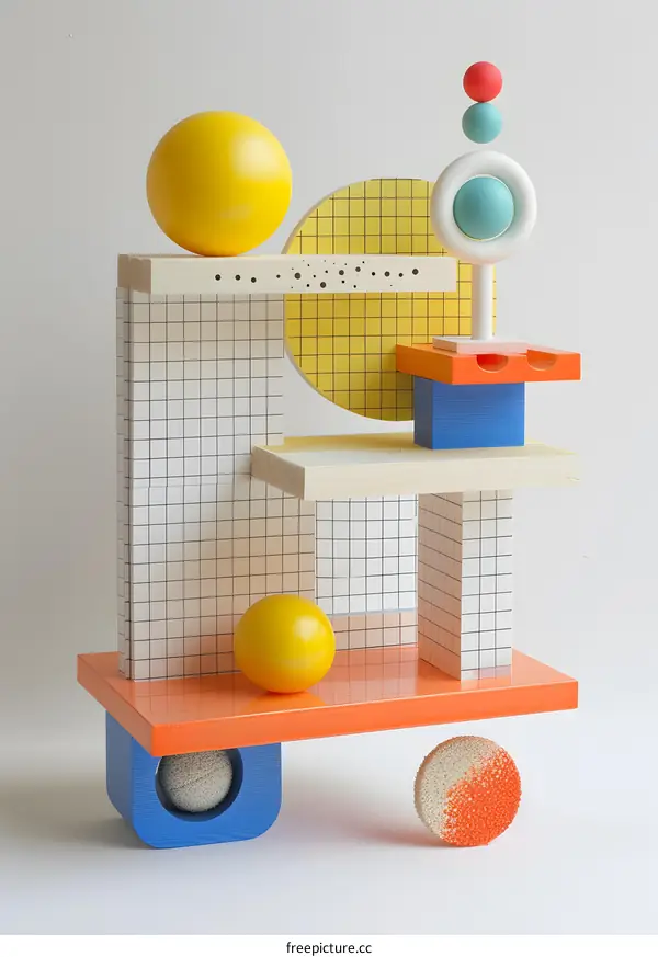 Colorful 3D geometric shapes still life