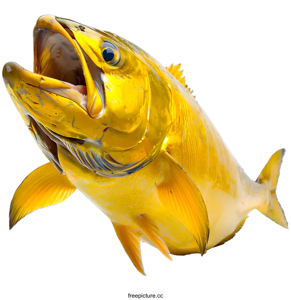 [Transparent Background PNG]A golden fish with its mouth open
