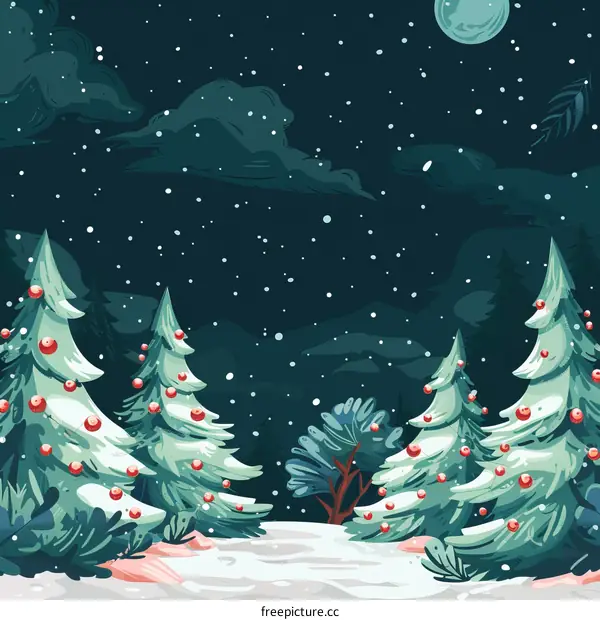 Snowy Christmas Night in the Forest