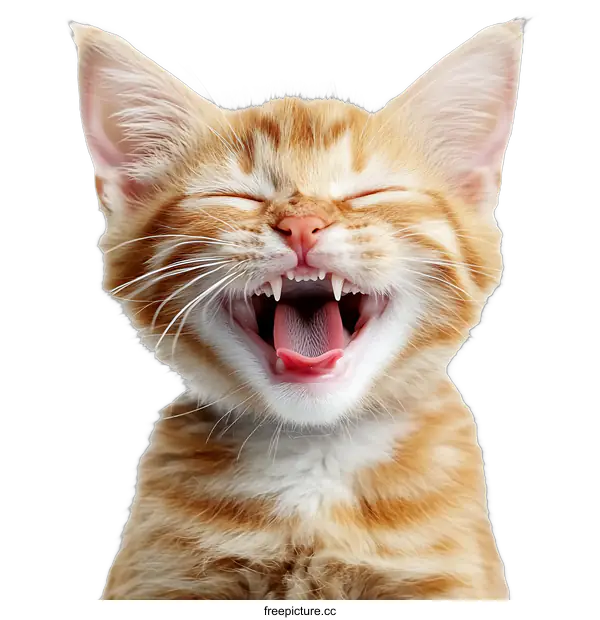 [Transparent Background PNG]Adorable Kitten with Open Mouth