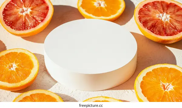 Citrus Fruit Display with White Stand