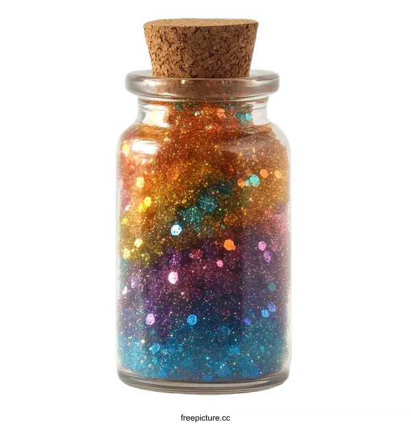 [Transparent Background PNG]Colorful Glitter in a Glass Jar