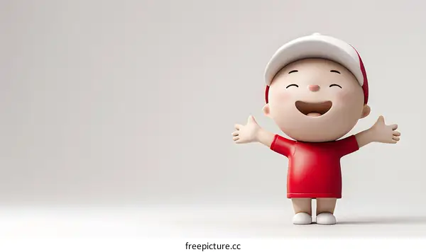3D Cartoon Boy with Open Arms