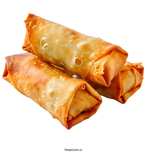 [Transparent Background PNG]Three egg rolls on a white background