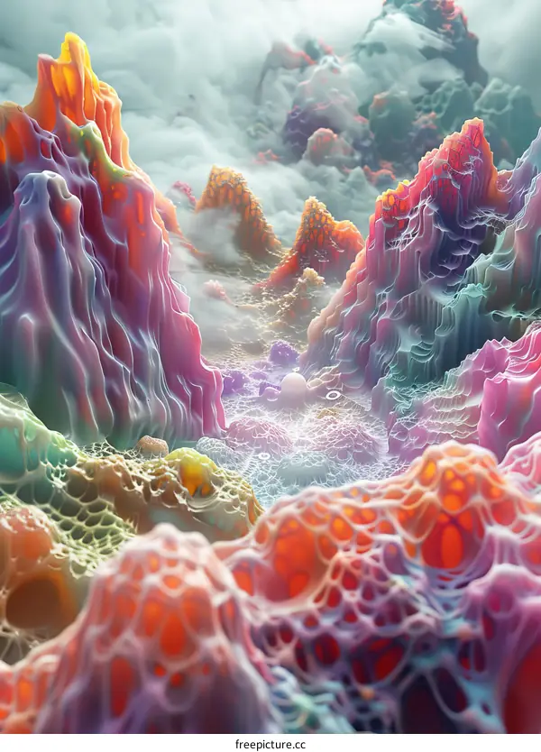 Surreal Mountain Landscape with Vibrant Colors