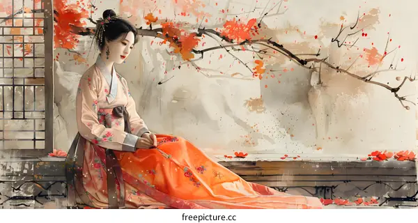 Ancient Beauty Sitting by a Window