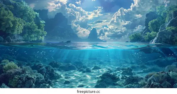 Vibrant Coral Reefs and a Tropical Island Paradise