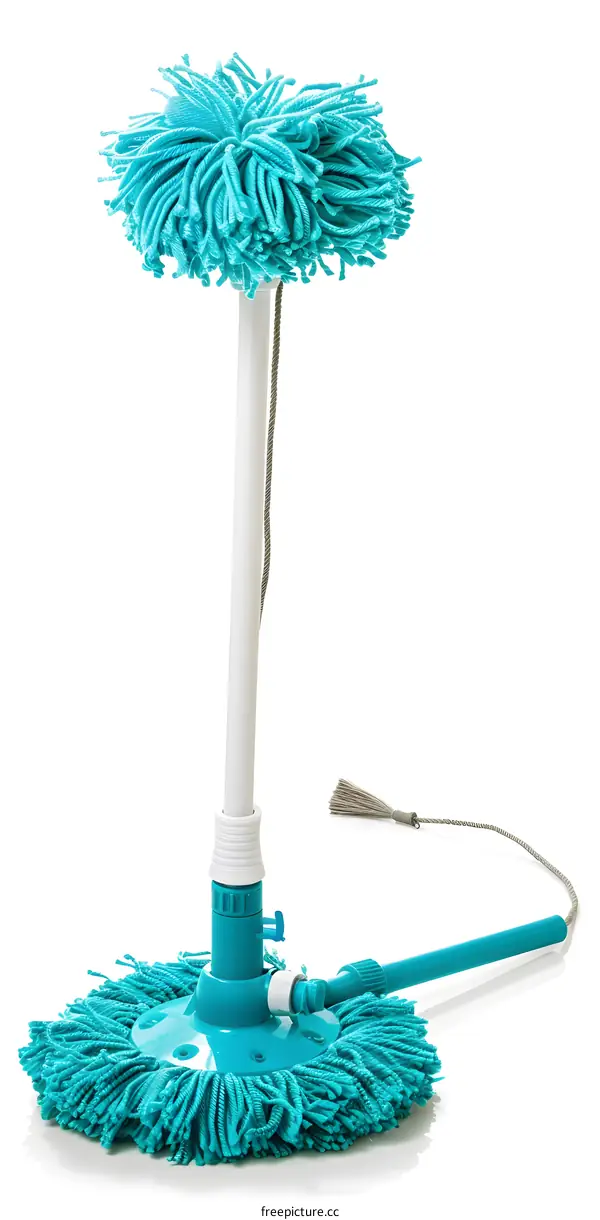 Blue and White Spray Mop with a Round Head