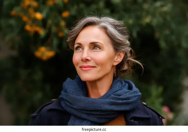 Smiling Woman Outdoors in Autumn Colors