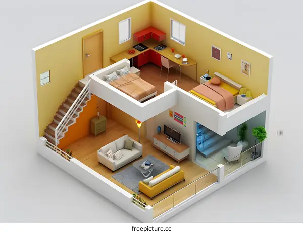 Isometric Modern House Interior
