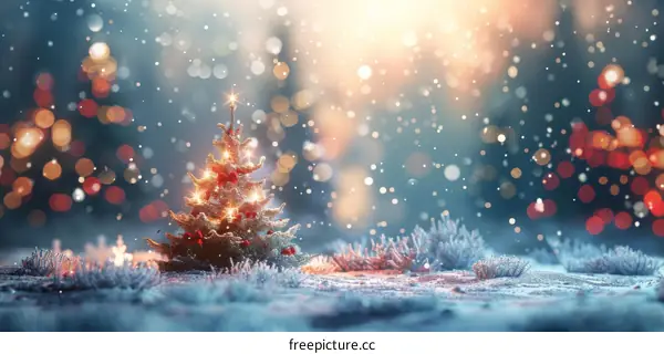 Snowy Christmas Tree in the Forest