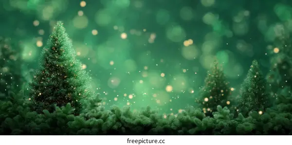 Christmas Trees in a Winter Forest Scene