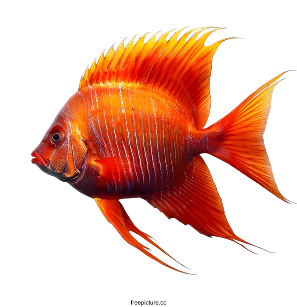 [Transparent Background PNG]Vibrant Orange Fish on White Background