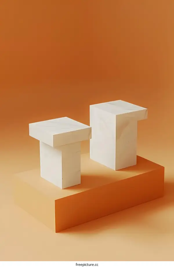 Minimalist Product Display With Orange Background and White Marble