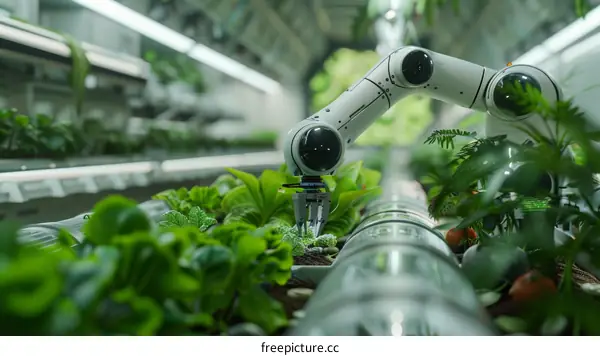 Automated indoor vertical farming with robotic arm