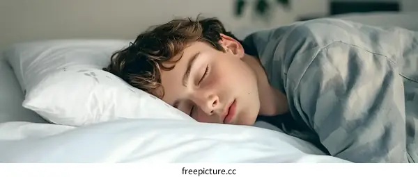 Young Man Sleeping on a Pillow