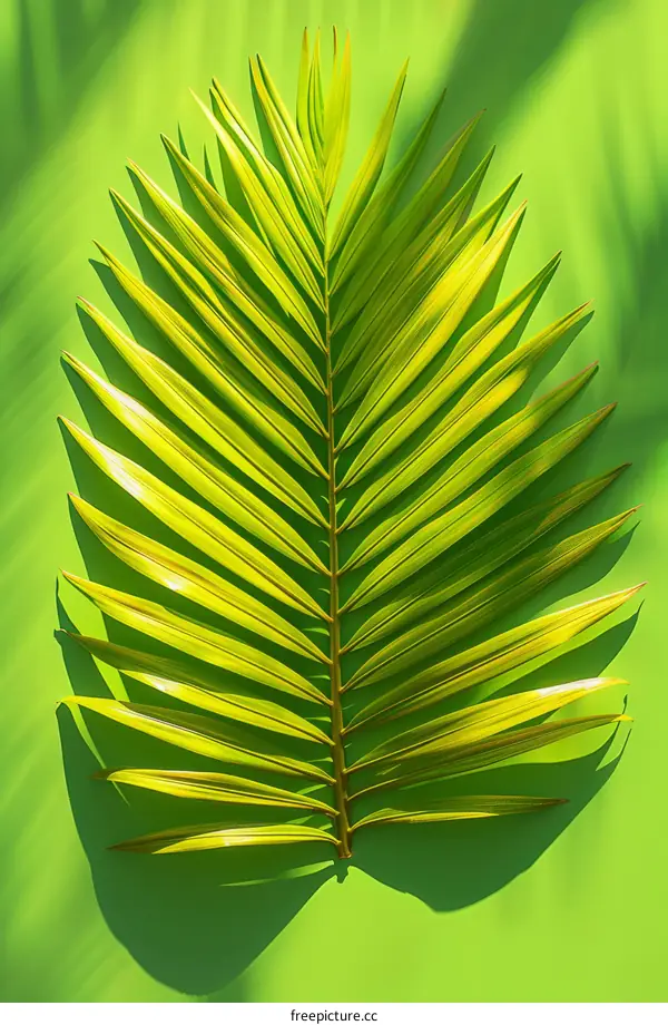 Vibrant Green Palm Leaf on Lush Background