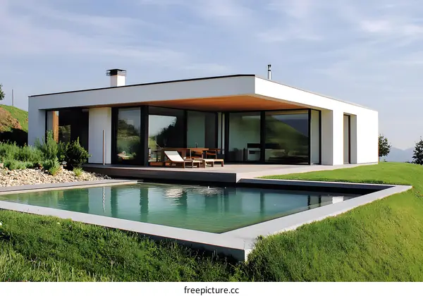 Modern Minimalist White House with Swimming Pool