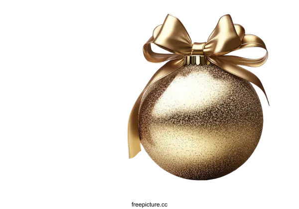 [Transparent Background PNG]Golden Christmas Ornament with a Bow